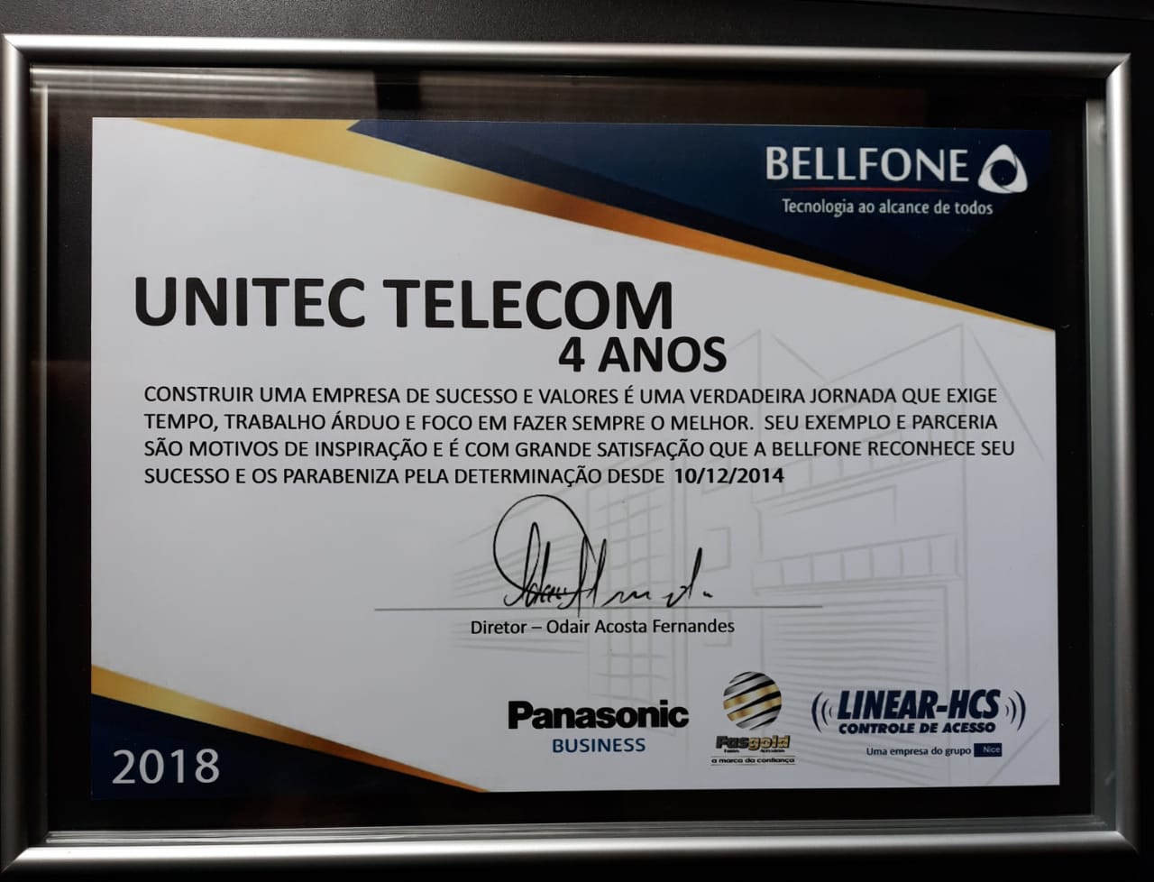 UNITEC TELECOM completa 4 anos e agradece seus clientes, colaboradores e fornecedores.. Obrigado a todos